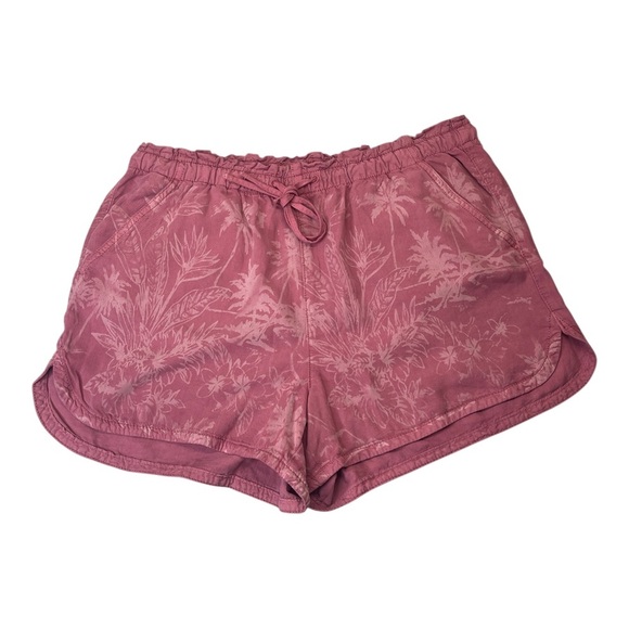 American Eagle High Waisted Taille Haute Pink Tropical Drawstring Shorts Size L - Picture 1 of 13